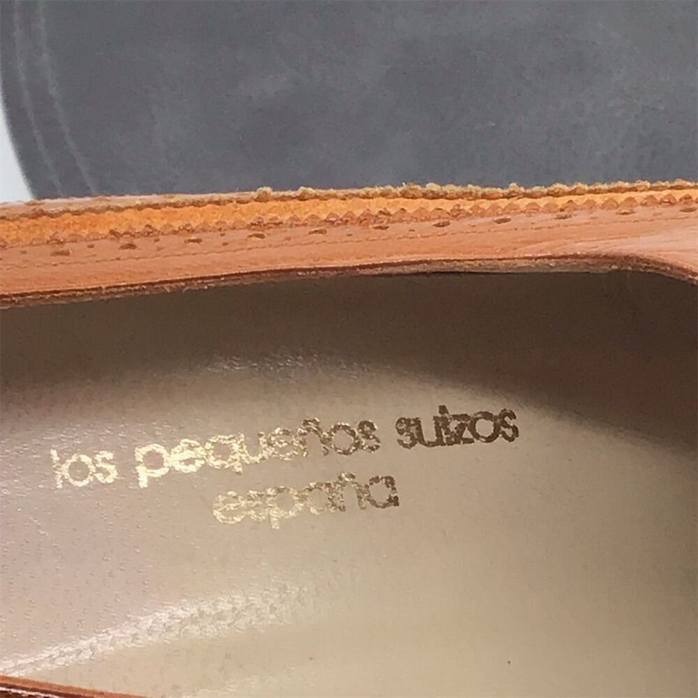Los Pequenos Suizos Espana Womens Size 8.5 Brown Leather Wingtip Brogue Heels - Picture 10 of 10